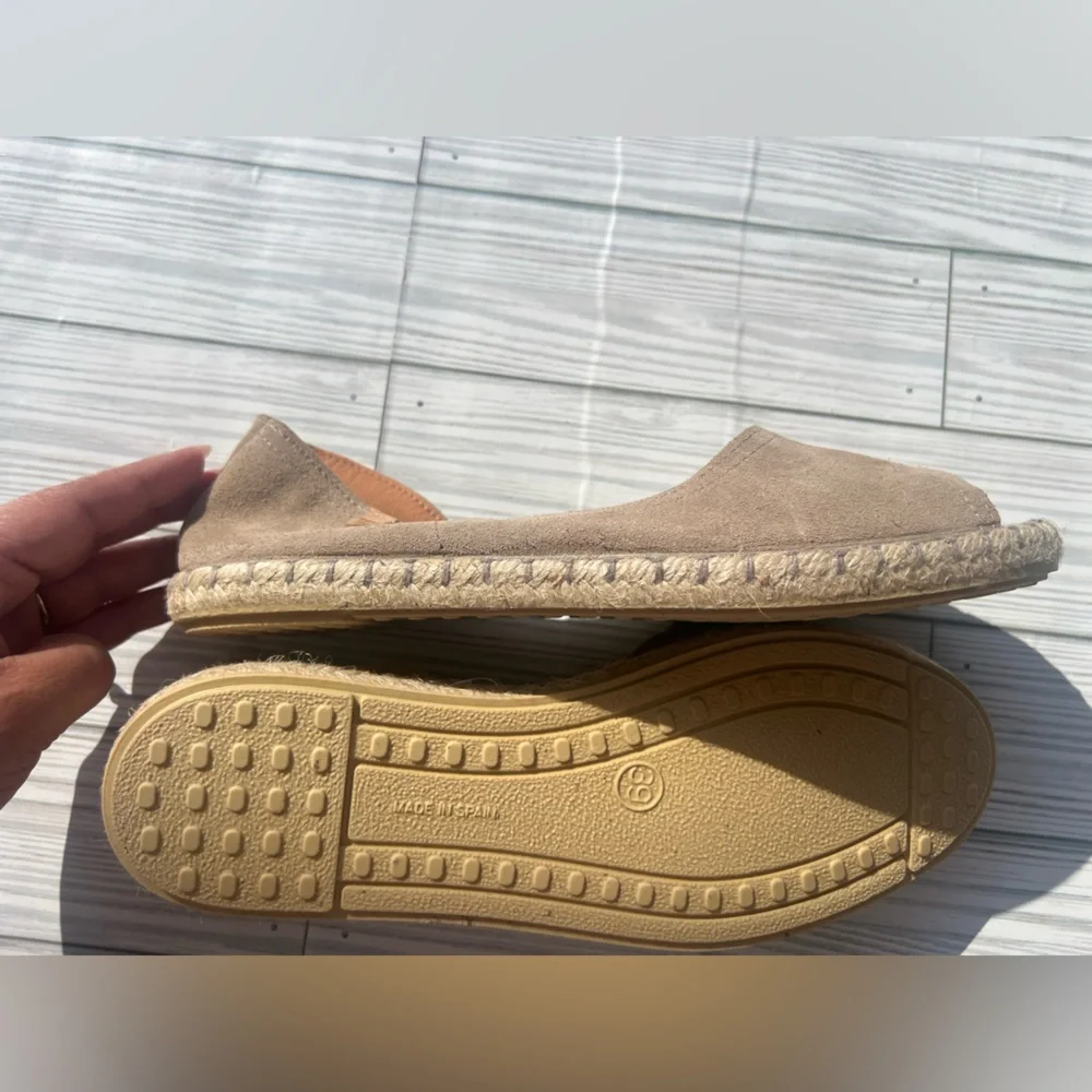 Verbenas Stylish Beige Espadrille Leather flats, Made in Spain Size US 8 EU 39 - Picture 6 of 6
